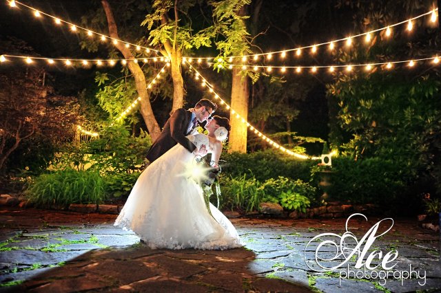 Cj's off the square, twinkle lights, bride, groom, dip, franklin wedding